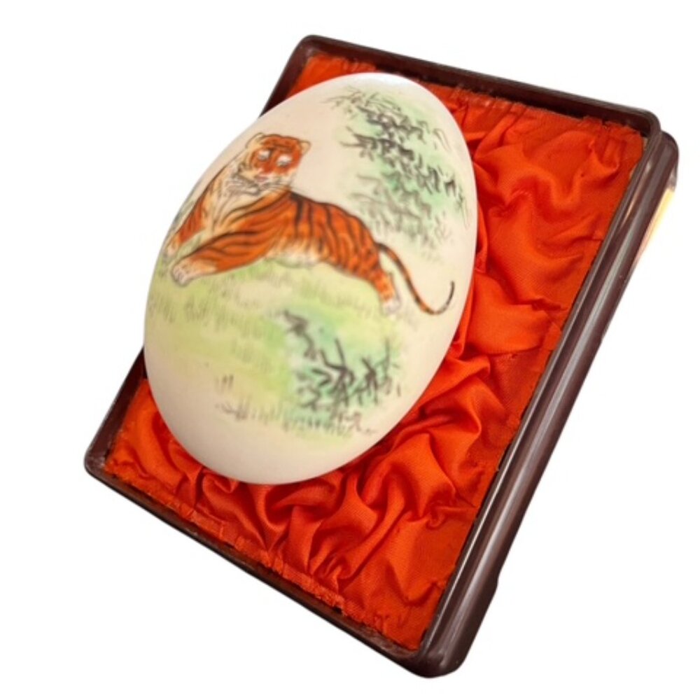 Vintage  tiger hand painted Egg